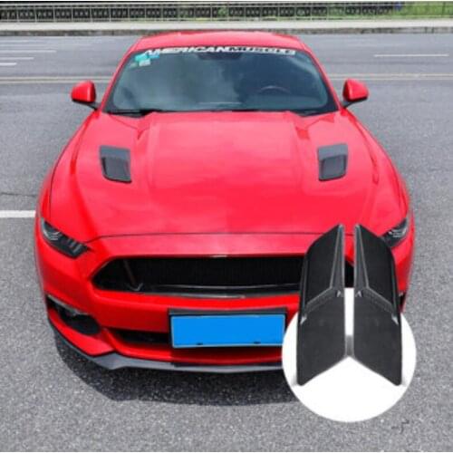 2PCS/1SET High quality ABS Black & Carbon Fiber Hood Cover engine cover outlet attachment For Ford Mustang GT350 2015-2019