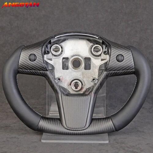 F1 racing Carbon Fiber Alcantara Leather Steering Wheel compatible For Tesla Model 3