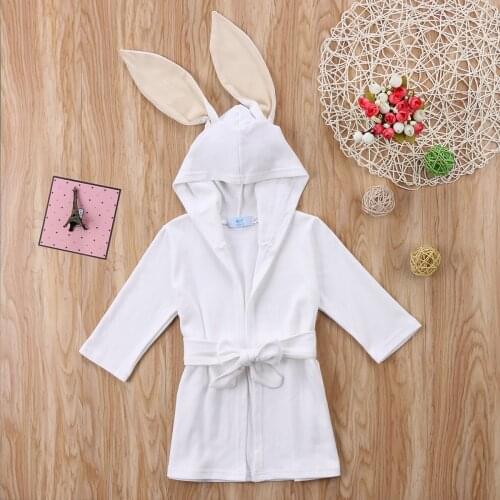 Kid Baby boys Girls Winter Robe long rabbit ear Hooded Sleepwear boys Girls Clothes Bathrobe Childrens Clothing