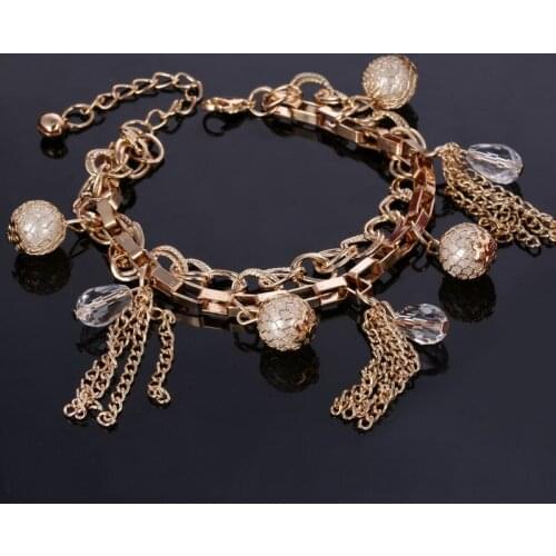 Exquisite Imitation Pearl Bracelets Bangles Rose Gold Color Charm Bracelets Anklets Jewelry Women Tassel Gifts