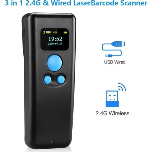 Eyoyo BT55 1D 2D QR 2.4G Bluetooth Pocket mini Scanner Warehouse Retail Logistics Barcode Scanner Wireless Reader with Screen