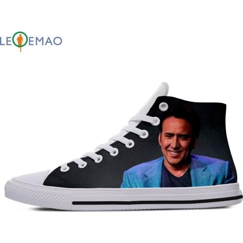 Custom Spring Autumn Canvas Shoes Nicolas Cage High Quality Handiness Flats Mens Casual Shoes Comfortable Big White Zapatillas