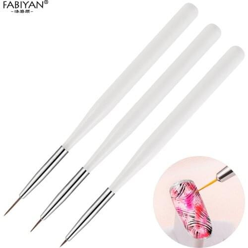 3pcs/set White French Nail Art Brush Carving Pen Tips Polish Gel UV Acrylic Liner Painting Drawing Design Flower Tools Manicure