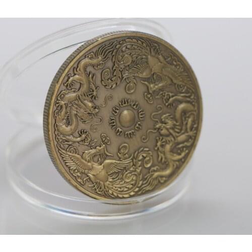 Chinese Treasure Longfeng Chengxiang Commemorative Coin Zodiac Animal Coins Collectibles Chinese Culture Art Dragon Phoenix Coin