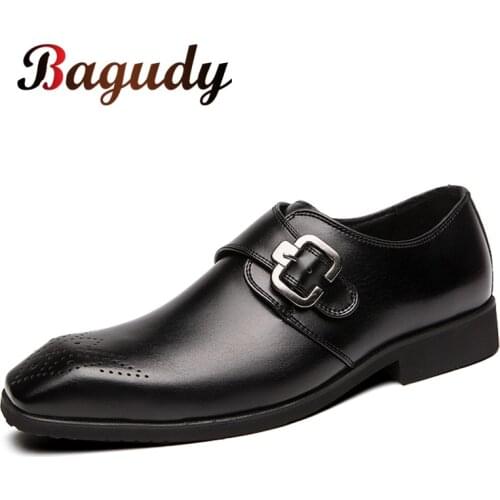 Brand Classic Mens Square Toe Dress Shoes Black Leather Derby Shoes for Man Oxford Formal Shoes Fashion Business Shoes Men 48