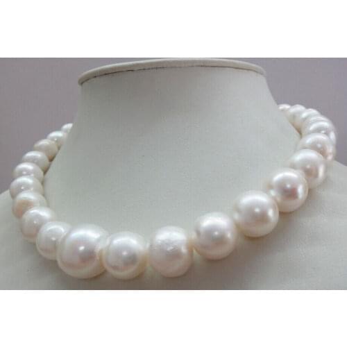 Classic huge 12-14mm south sea white pearl necklace 18inch > jewerly free shipping