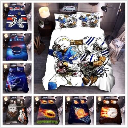 Bedding Set 3D Sports Ball Quilt Cover Basketball Football Home Textile Extreme Sport Print Pillowcase 2 / 3pcs Bedroom Boy Gift