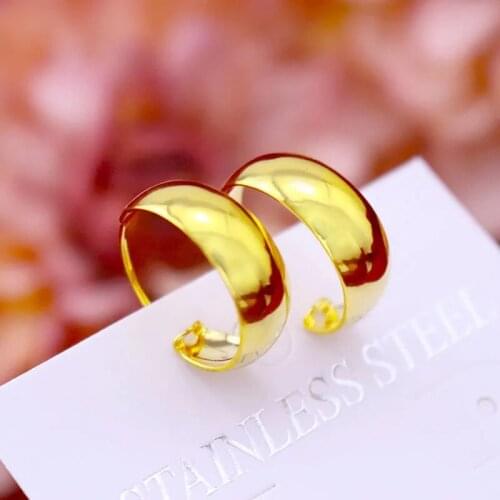 Circle Hoop Earrings For Women Girls 18K Gold Round Geometry Star Carved Earrings Simple Jewelry