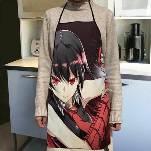 Custom Akame Ga KILL Kitchen Apron Dinner Party Cooking Apron Adult Baking Accessories Waterproof Fabric Printed Cleaning Tools