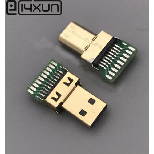 EClyxun 1pcs/lot Mini Micro HDMI Male Connectors Gold-plated D Type Male Plug with PCB Micro HDMI Socket
