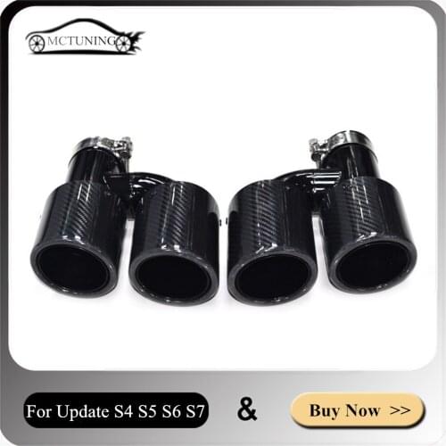 One Pair H Model Exhaust Pipe Tailpipe For AUD-I A3 A4 A5 A6 A7 Q5 Update S4 S5 S6 S7 Black Stainless Steel End Muffler Tip Pipe