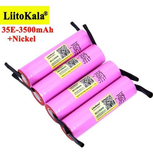 1-8PCS Liitokala INR18650 35E Original 18650 Lithium Battery 3500mAh 3.7V 25A High Power for Electrical Tools+Nickel Belt