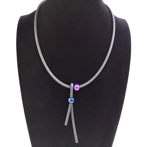 YD&YDBZ Blue Purple Pearl Pendant Short Necklace For Women Simple Soft Leather Rubber Necklaces Minimalist Jewelry Festival Gift