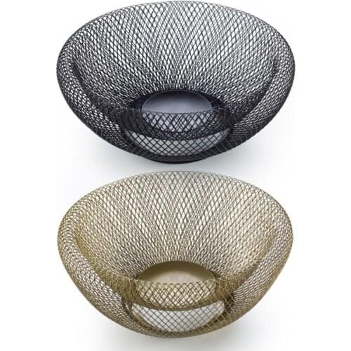 Hand-woven Iron Wire Hollow Storage Fruit Vegetable Basket Round Elegant Picnic