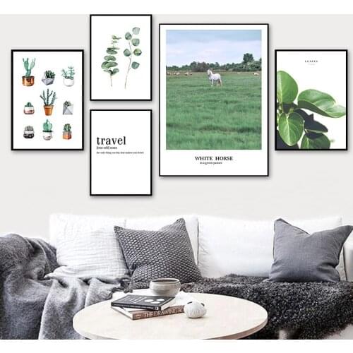 Scandinavia Green Leaf Canvas Painting Wall Art Nordic Posters Prints Wall Pictures For Living Kids Room Decor Home Decoration