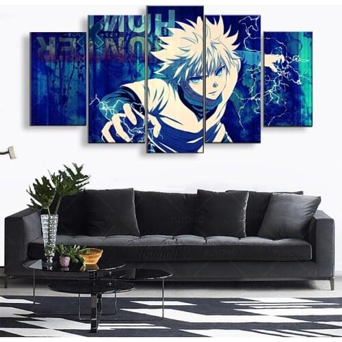 Home Decor Prints 5 Panel Hunter X Hunter Pictures Anime Wall Art Modular Canvas Poster Modern Bedside Background Hanging Painti
