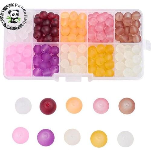 4mm/6mm/8mm/10mm Transparent Glass Beads Frosted Round for Jewelry Making Mixed Color Hole: 1.1~1.6mm