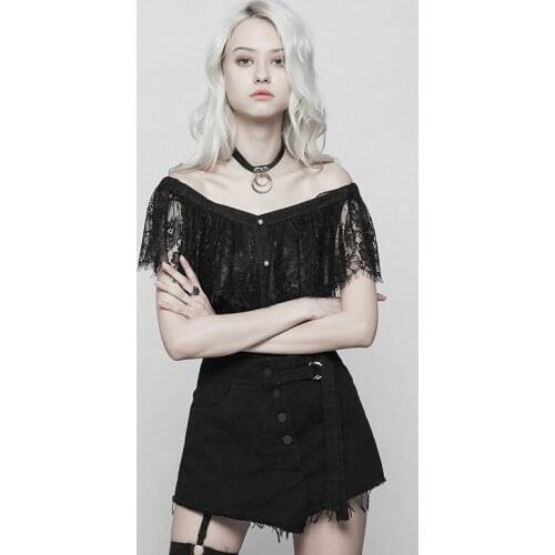 PUNK RAVE Women's Off Shoulder Tops