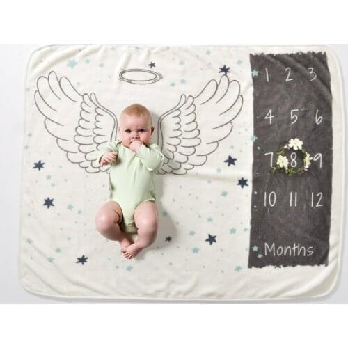 Baby Photography Props Infant Milestone Blanket Infant Boys Girls Month Baby Creative Swaddle Winter Wool Warm Blanket