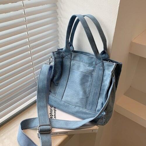 Luxury Designer Handbag Denim Large Capacity Ladies Bag 2021 New Trend Shoulder Bag Solid Color Messenger Bag Small Square Bag