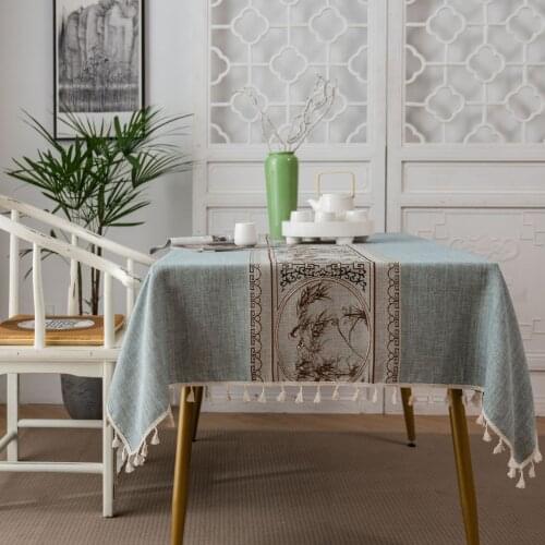 Jacquard Fabric Tablecloth Polyester Rectangular Home Decoration Table Cover Tea Cloth With Tassel For Banquet Party Nappe