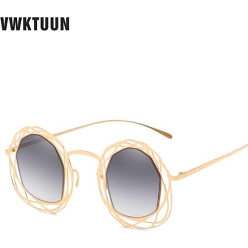 VWKTUUN Sunglasses Men Women Hollow Frame Oculos Round Shades UV400 Points Irregular Sun glasses For Female Sport Fishing Oculos