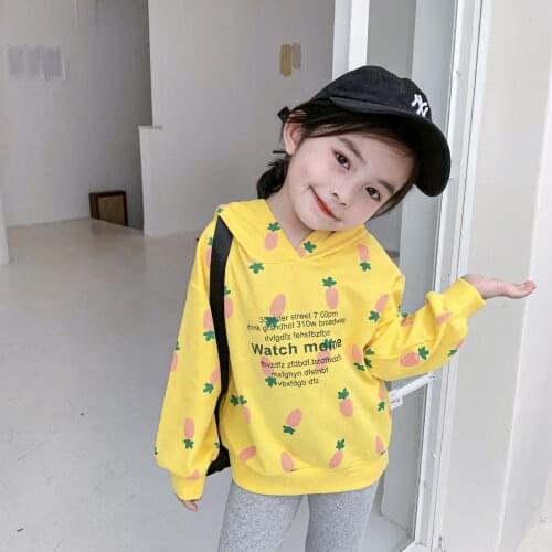 Girls Sweatshirt Korean Version Fashion Sports Kids Close Carrot Printing Lovely Hooded Autumn Pullover 2020 1 2 3 4 5 6 Years