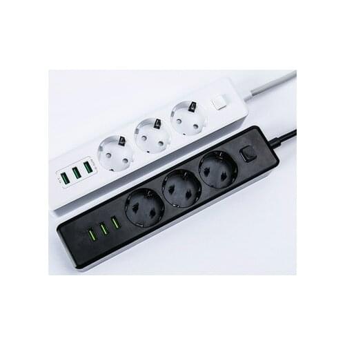 10A EU plug version Power Socket Strip 3 Sockets 3 USB port Extension Patch Board for home