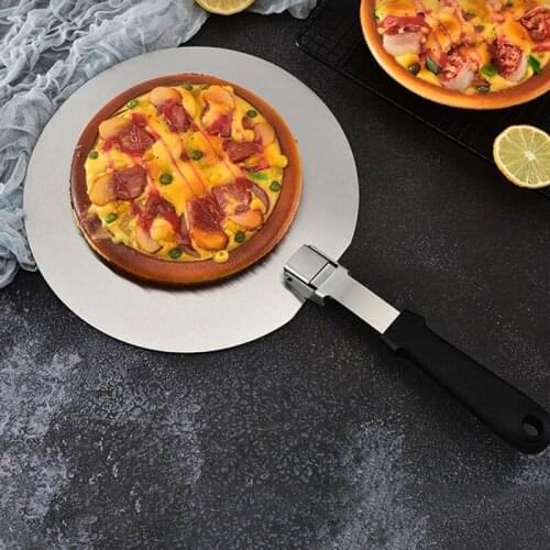 Thickened Stainless Steel Foldable Round Cake Pizza Transfer Shovel High Temperature Resistant PP Handle Kitchen DIY Baking Tool