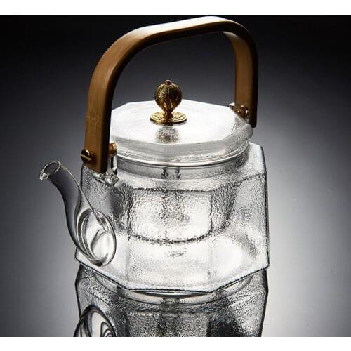 2020 Octagonal Hammered Beam Teapot Heat-resistant Glass Teapot Anti-slip Beautiful Matte Process Electric Ceramic Stove 800ml