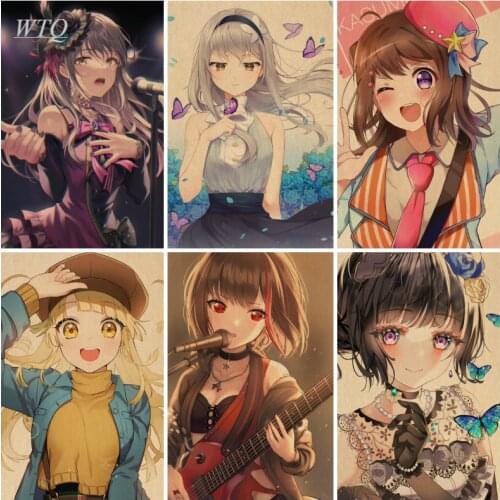 BanG Dream! Girls Band Party! Anime Posters Retro Poster Home Decor Canvas Painting Wall Art Photos for Childrens Room Decor