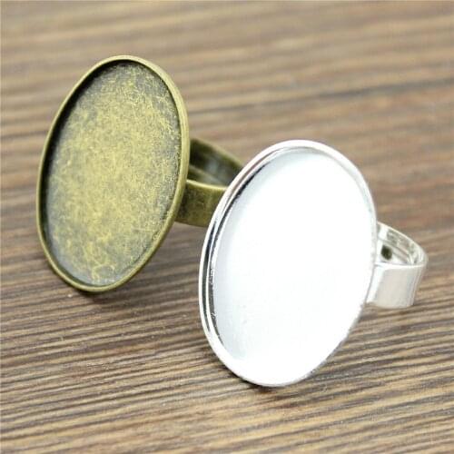 5pcs Fit 18x25mm Oval Glass Cabochon Copper Material Adjustable High Quality Ring Settings Base DIY