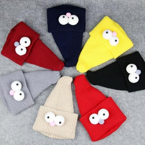 Funny Kids Winter Knitted Hat Cute Pokemon Cartoon Wizard Eye Shape Curled Knit Cap Children Warm Beanie Skullies Bonnet