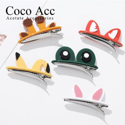 Ins hot sale cute sweet cartoon fox rabbit frog bear hair clips hairpin hair accessories for kids girls baby