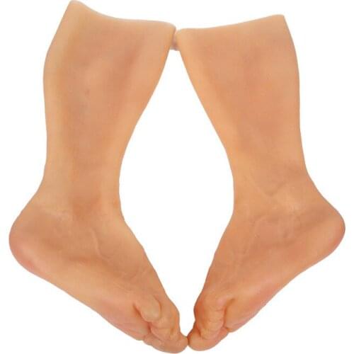 1 Pair Silicone Prosthesis Foot Sleeve Leg Scars Hide Simulation Skin Artificial Fake Leg Cover Feet Care Beauty