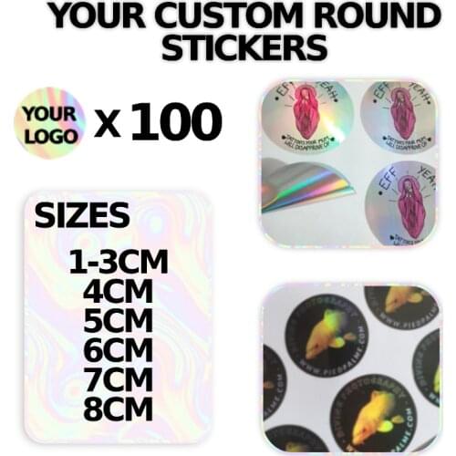 100 custom holographic stickers, logo wedding stickers, silver laser invitation seals, candy gift box labels