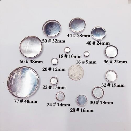 100set 16L-60L Fabric Covered Button Component Bread Top Flat Plastic Ring/Aluminum Back DIY Handmade Jewelry Accessories Trim