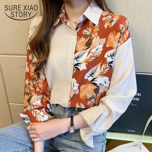2020 Autumn Fashion Long Sleeve Chiffon Shirt Women Casual Floral Cardigan Women Blouse Vintage Printing Ladies Tops Blusa 10850