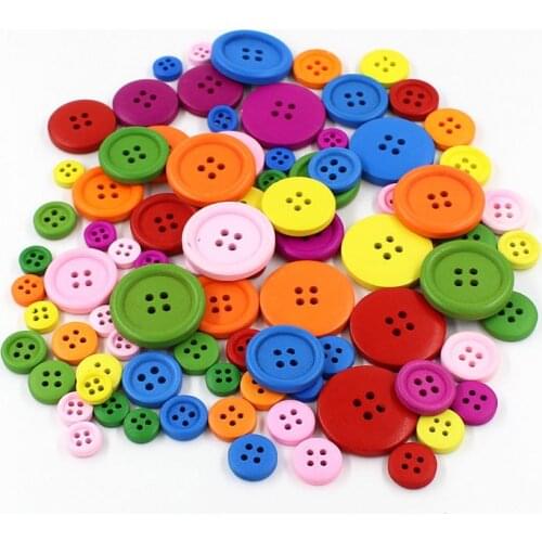 30/50PCS/pack multicolor Wooden Buttons 4-holes wood button for craft DIY baby apparel accessories botones Craft DIY Scrapbook