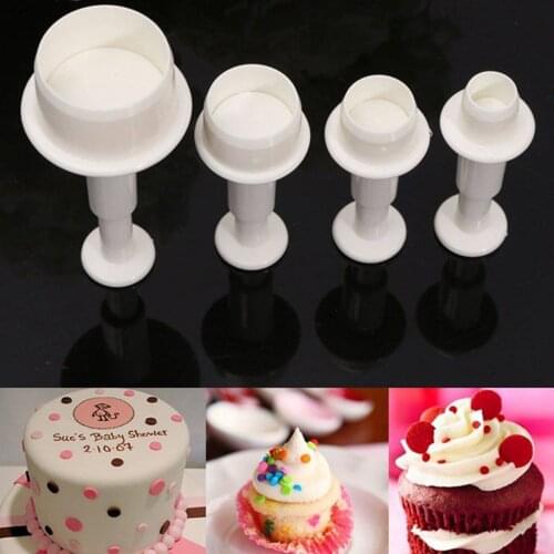 Hot 4pcs Round Circle Cake Biscuit Cookies Mold Cutter Plunger Fondant Sugar craft Icing Decorating
