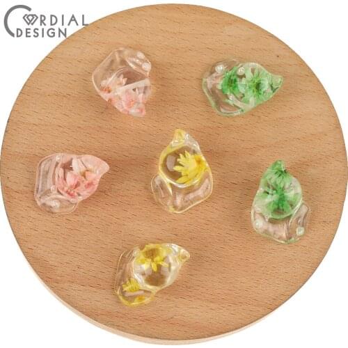 Cordial Design 17*24MM 50Pcs Jewelry Findings & Components/Dried Flower In Resin Beads/DIY Charms/Hand Made/Earrings Accessories