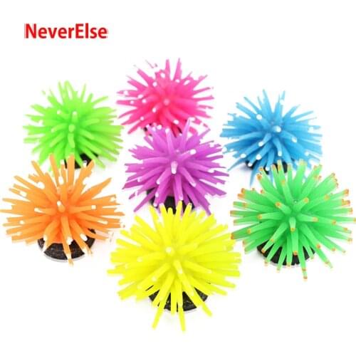 Aquarium Fish Tank Ornament Coral Plant Silicone Decoration, Dia 5/8/10cm Underwater Landscape Aquatic Accessories Sea Anemone