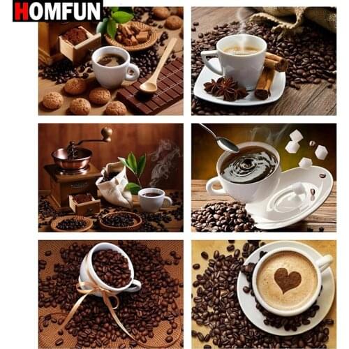 HOMFUN Full Square/Round Drill 5D DIY Diamond Painting "Coffee flower scene" Embroidery Cross Stitch 5D Home Decor Gift