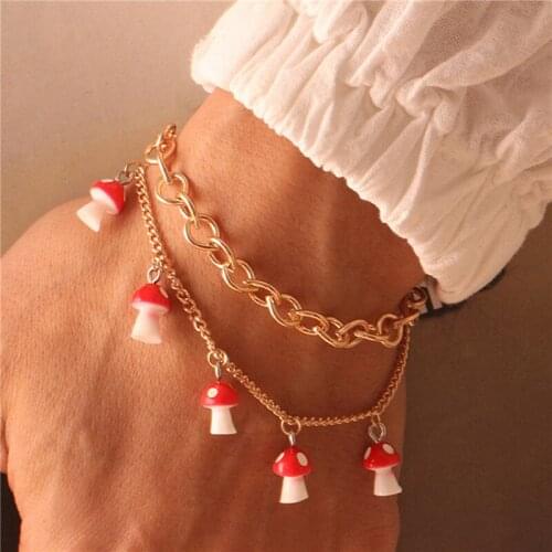 Bracelet Ladies Bohemian Colorful Rice Beads Mushroom Double Bracelet Chain Joker Temperament Has Personality