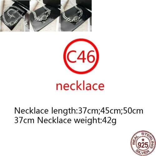 C46 S925 Sterling Silver Necklace Cross Six Pointed Star Punk style Rotating Personality Punk Popular Short Chain Neckband