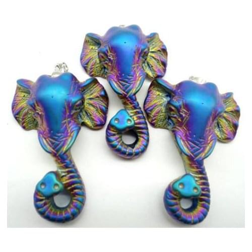 Natural stone skull Elephant Wolf Hoofd Titanium Kristal Quartz crystal charm pendant for diy Jewelry making necklace6pcs A4