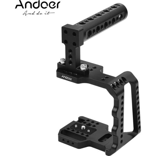 Andoer Photography Video Camera Cage Aluminum Alloy+Hand Grip for BMPCC 4K/BMPCC 6K Camera Accessory Camera Cage