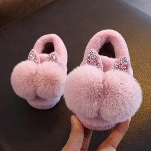 Kids Girls Girls Slippers Cartoon Fox Girls Home Shoes For Children Winter Indoor Bedroom Slippers Warm Velvet Baby Boots