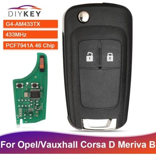 DIYKEY G4-AM433TX for OPEL VAUXHALL Meriva B Corsa D 2007 2008 2009 2010 2011 2012 2013 2014 433MHz PCF7941A ID46 Remote Key Fob