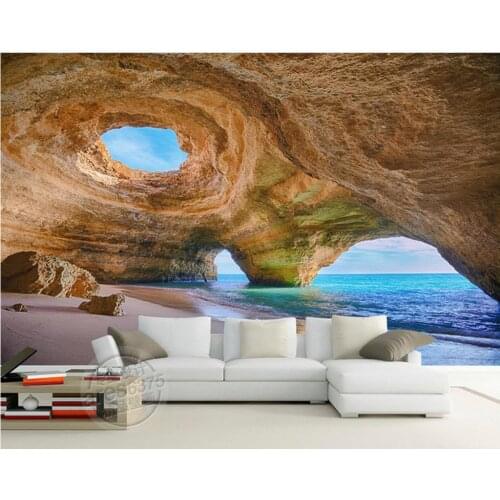 3d landscape wallpaper Landscape painting reef cave paintings photo 3d wallpaper window mural wallpaper